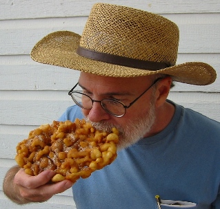 Petzold eating a funnel cake