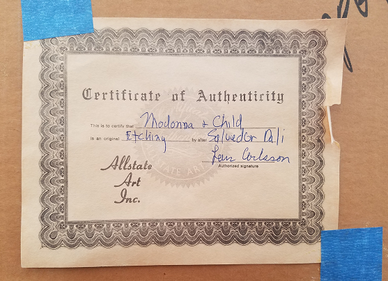 Certificate of Authenticity