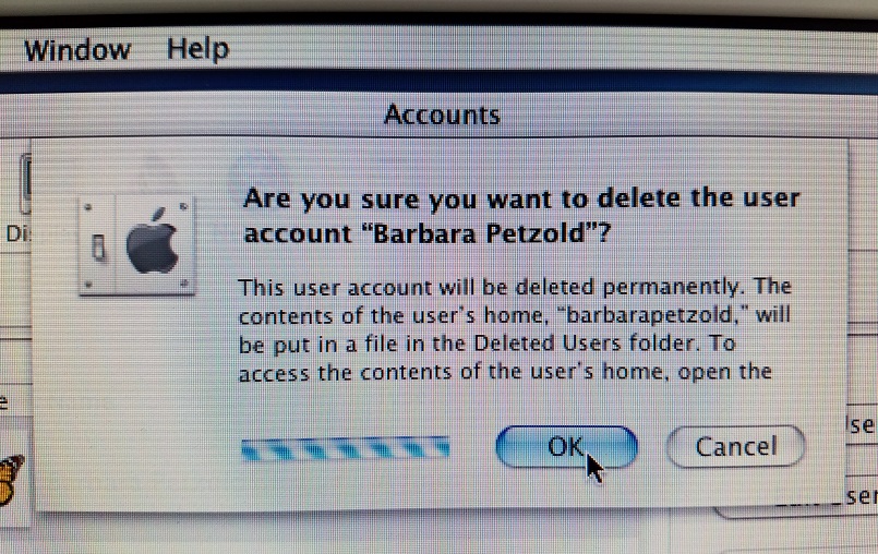 iMac Deleting Account
