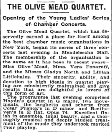 Review of Olive Mead Quartet