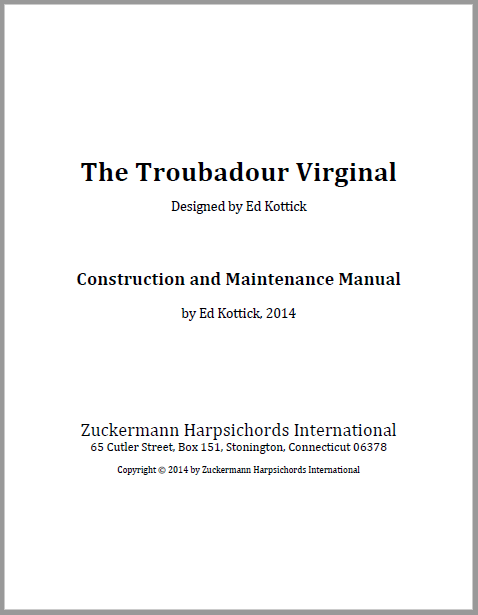 Toubadour Virginal Manual Cover