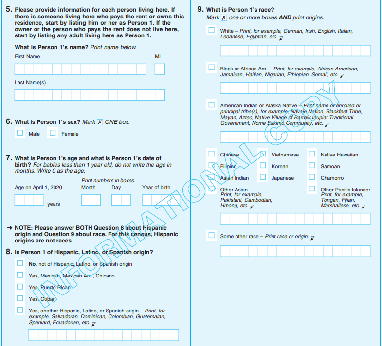 Census questions on race and ethnicity